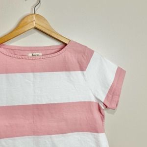 Madewell • pink and white stripped cropped t-shirt | size medium